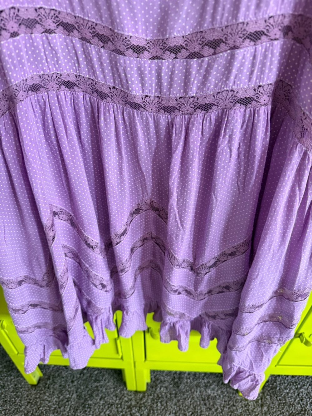 Lavender Scoop-Neck Tank Dress with Lace Trim - Picture 3 of 6